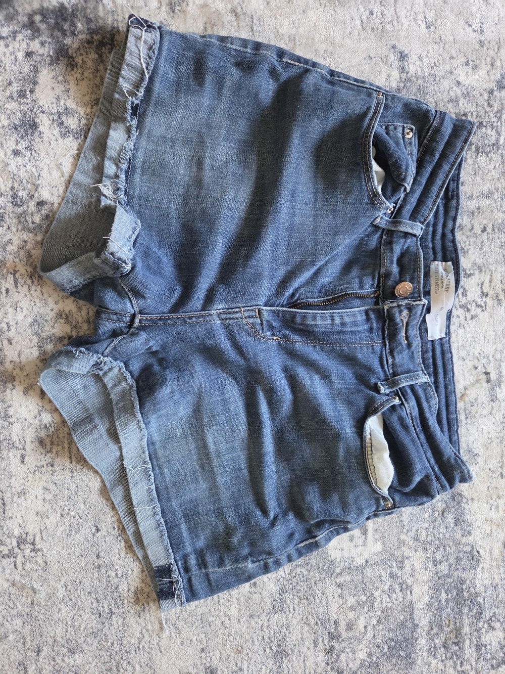Signature by Levi Strauss Distressed Rolled-Hem Denim Shorts - Blue